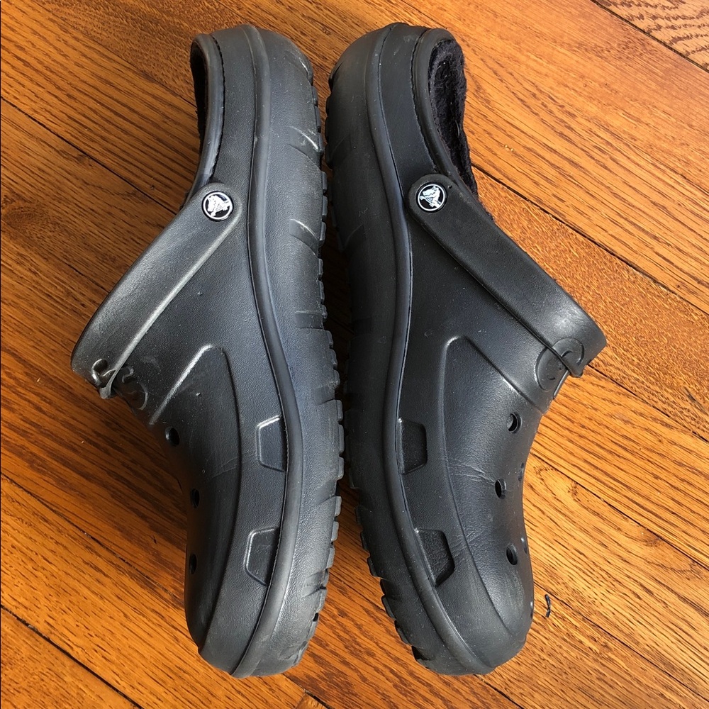 CROCS Men’s Black Lined Slip-on Clogs Size 12 - Picture 3 of 6